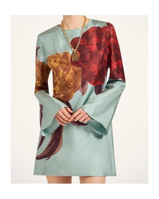 LaDoubleJ Blue Supremes Swing Floral-Print Mini Dress