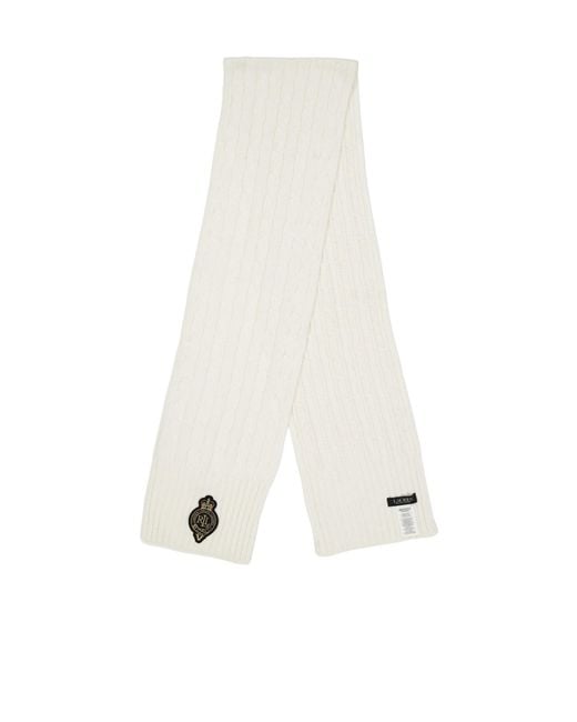 Ralph Lauren White Cable Knit Scarf
