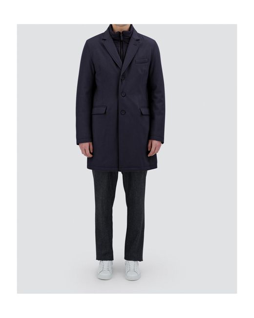 Herno Blue Virgin Wool Coat for men