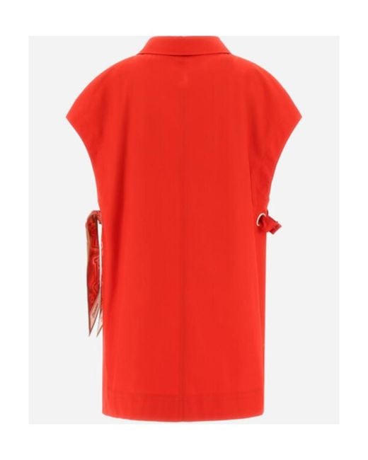 Herno Red Sleeveless Single-Breasted Blazer