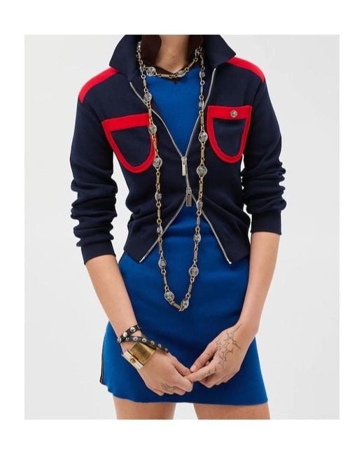 Versace Blue Long-Sleeved Zipped Cardigan