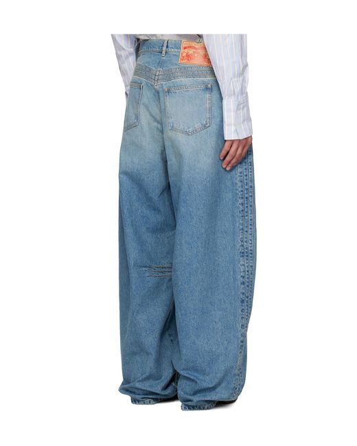 Egonlab Blue Overscaled Belt Loop Jeans for men