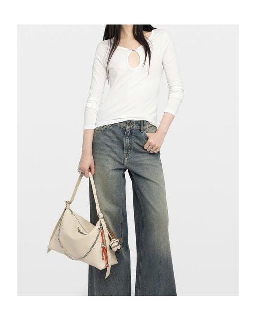 Zadig & Voltaire White Henley T-Shirt Tina