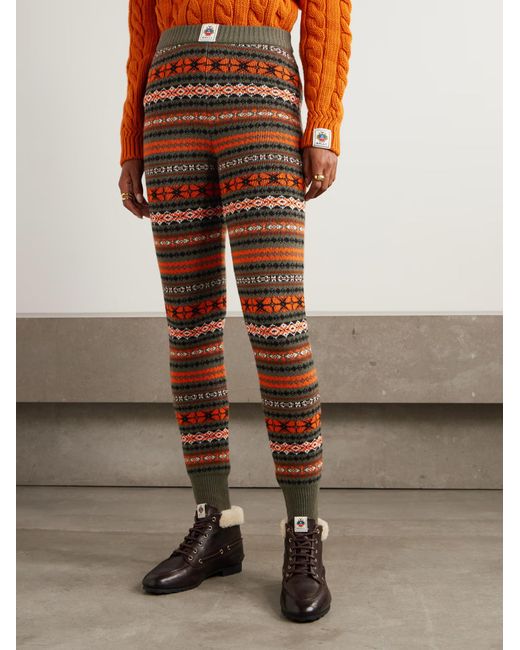 Bally Brown Jacquard Knit Wool Leggings
