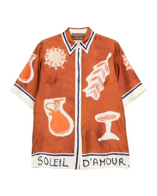 ALÉMAIS Orange Soleil Damour Graphic-Print Shirt