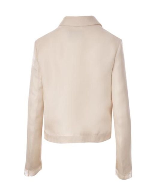 Prada Natural Logo-Print Silk Jacket