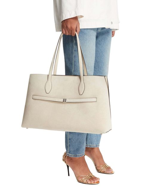 Totême Natural Totême Logo Embossed Lounge Tote Bag