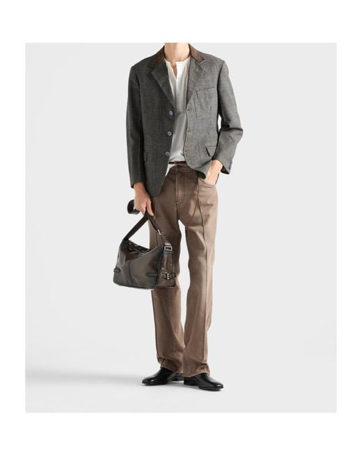 Prada Brown Five-Pocket Washed Denim Jeans for men