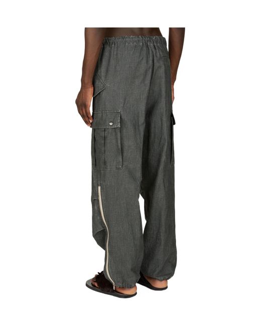 Dries Van Noten Gray Drawstring Cargo Pants for men