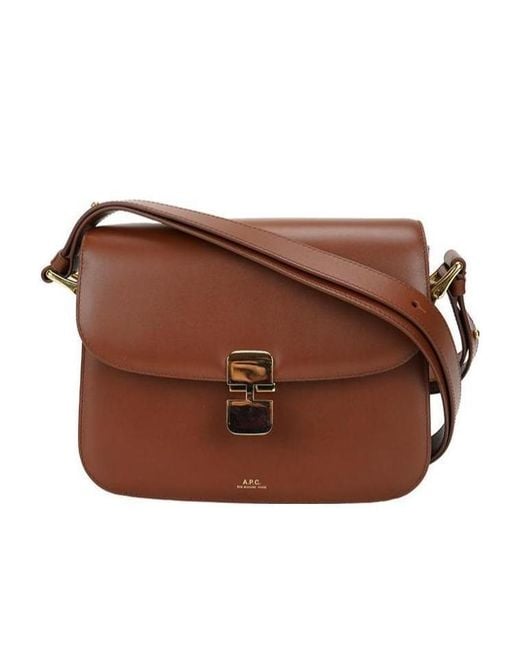 A.P.C. Brown Grace Foldover Shoulder Bag for men
