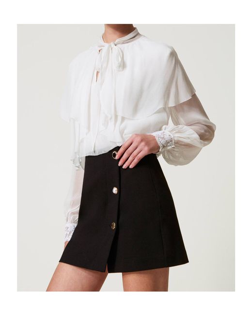 Twinset Black Logo Plaque Mini Skirt