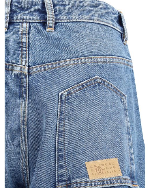 MM6 by Maison Margiela Blue Logo Patch Straight-Leg Jeans for men