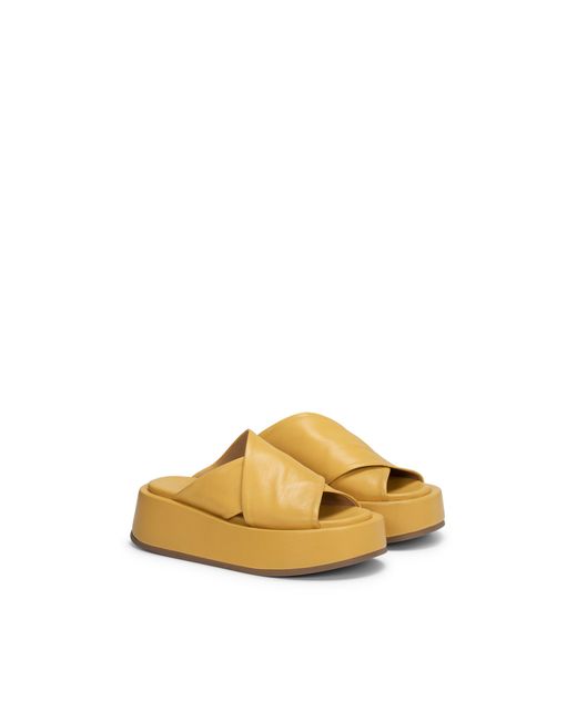 Marsèll Yellow Crossover-Strap Platform Sandals
