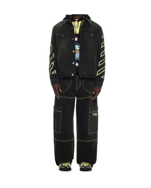 Off-White c/o Virgil Abloh Black Arrow Outline Denim Jacket for men