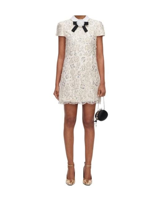 Self-Portrait Natural Cream Sequin Embellished Mini Dress