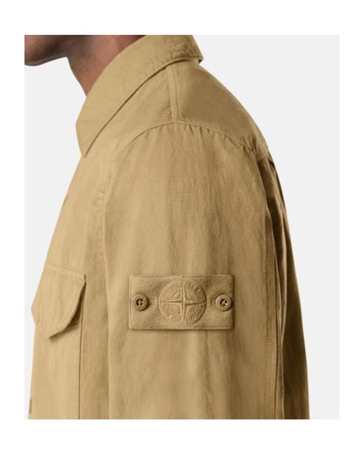 Stone Island Natural Logo Patch Overshirt for men