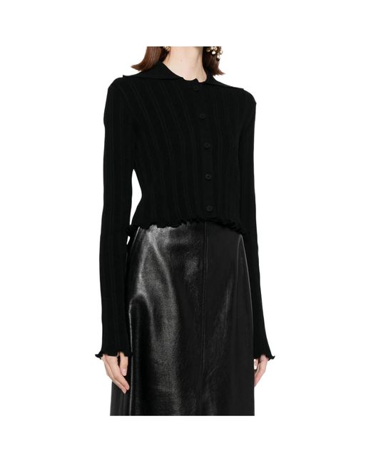 Jil Sander Black Frilled Cardigan
