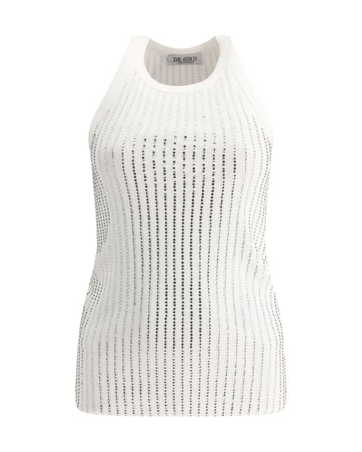 The Attico White The Embellished Ribbed Tank Top