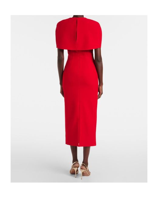 Roland Mouret Red Caped Midi Dress