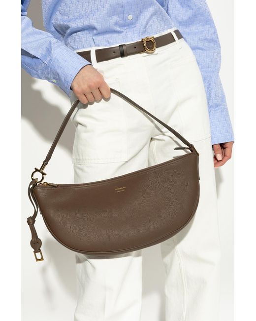 Ferragamo Brown Logo Shoulder Bag