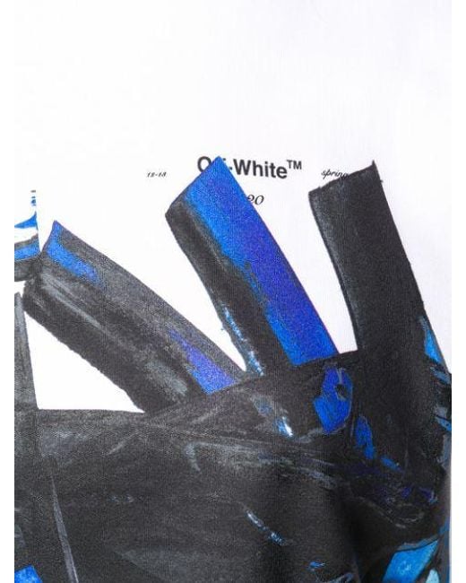 Off-White c/o Virgil Abloh Blue Tomboy Brush-Stroke Print T-Shirt