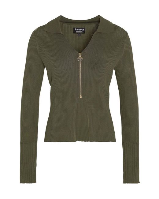Barbour Green Mondale Zip-Up Cardigan