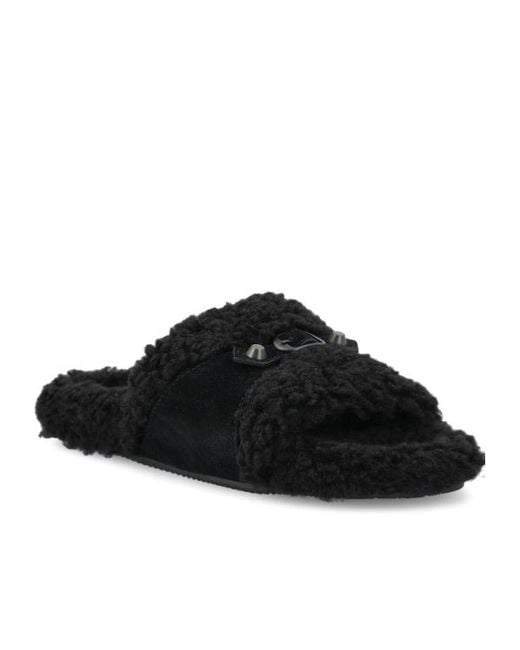 Balenciaga Black Faux Fur Slides