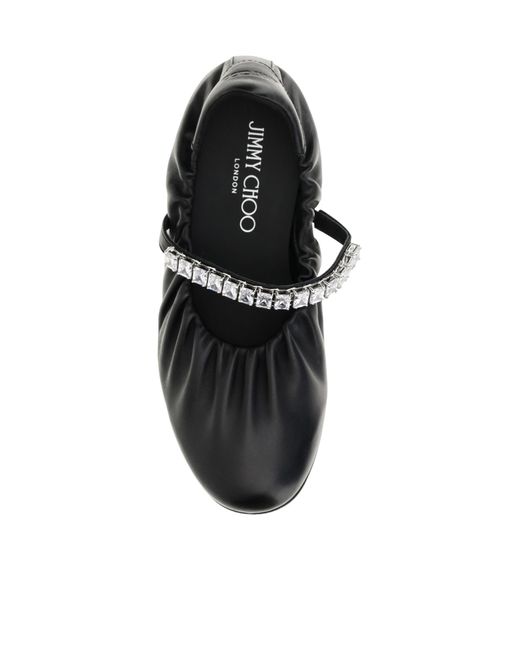 Jimmy Choo Black Jade Crystal-Strap Ballet Flats