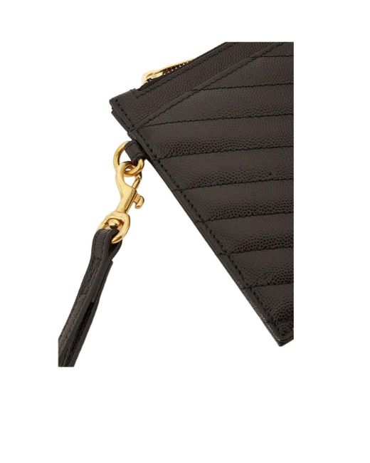 Saint Laurent Black Cassandre Matelassé Large Zipped Clutch Bag
