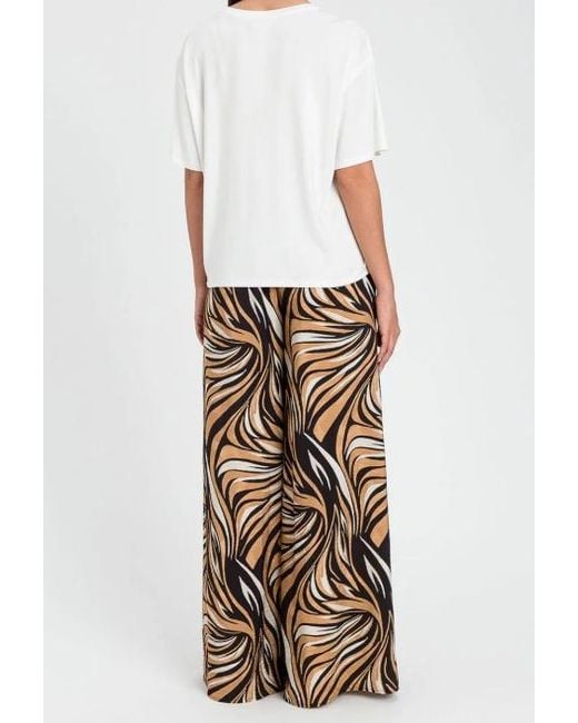 Twinset Multicolor Printed Wide-Leg Pants