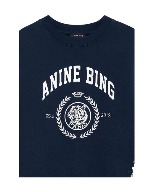 Anine Bing Blue Miles Collegiate Logo Sweatshirt