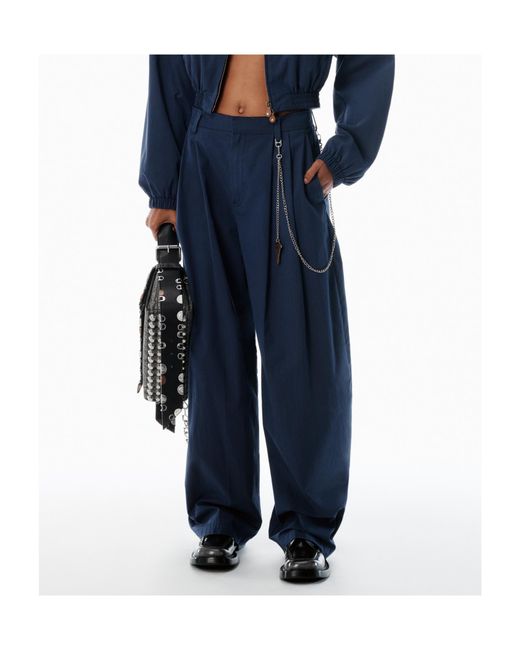 Alexander Wang Blue Mid Rise Pleated Trousers
