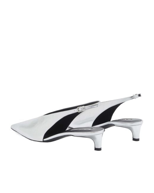 Jil Sander White Pointed Toe Slingback Pumps