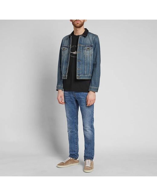 Saint Laurent Black Cotton Logo Printed T-Shirt for men