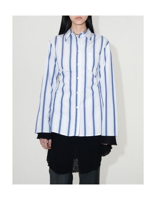 Our Legacy Blue Striped Long-Sleeved Shirt
