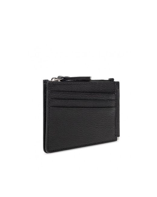 Maison Margiela Black Four-Stitch Detailed Zipped Wallet for men
