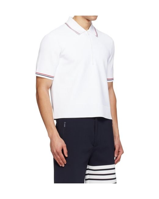 Thom Browne White Short-Sleeved Tennis Polo Shirt for men