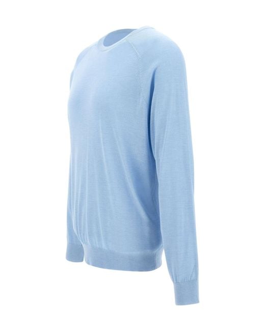 Kangra Cashmere Blue Kangra Crew Neck Knitwear for men