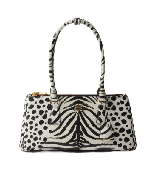 Prada Black Galleria Medium Printed Saffiano Leather Bag