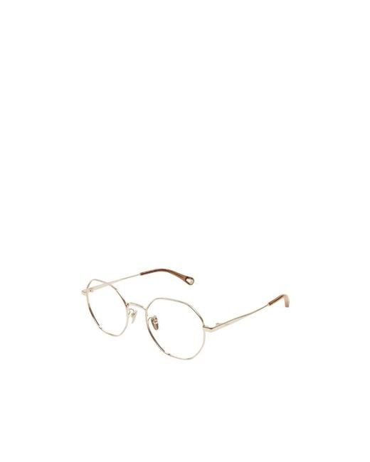 Chloé White Metal Geometric-Frame Glasses