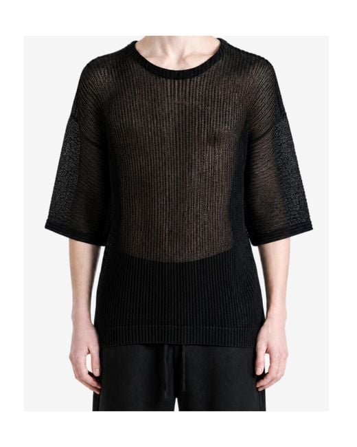 Homme Plissé Issey Miyake Black Crew-Neck T-Shirt for men