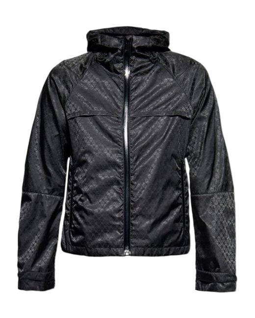 McQueen Black Allover Skull Jacquard Hooded Jacket for men