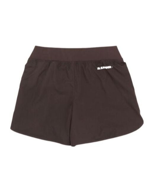 Jil Sander Brown Logo Printed Elastic Waistband Shorts