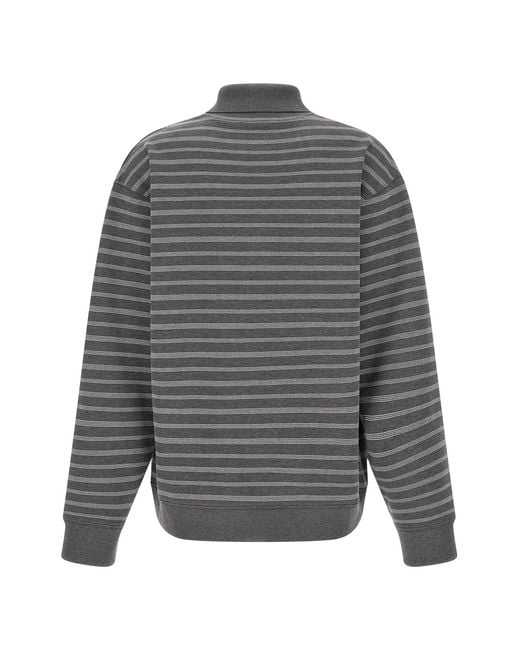 Miu Miu Gray Striped Collared Sweatshirt