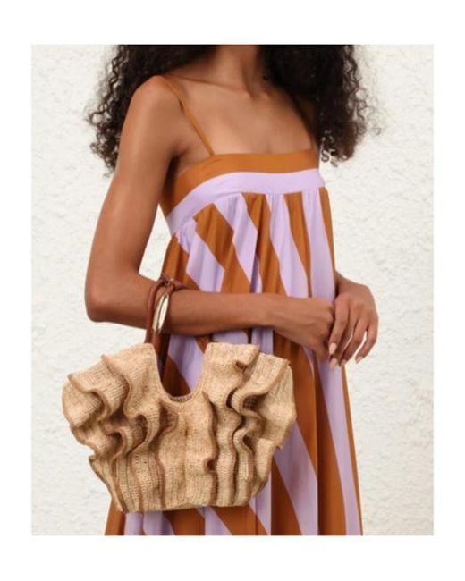 Zimmermann Natural Goldentime Ruffled Tote Bag