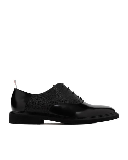 Thom Browne Black Saddle Round Toe Lace-Up Shoes for men