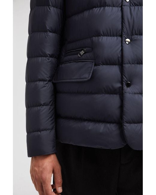 Moncler Blue Malinvern Button-Up Down Jacket for men