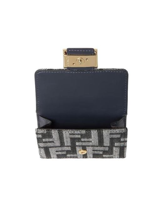 Fendi Gray Baguette Ff Jacquard Micro Trifold Wallet