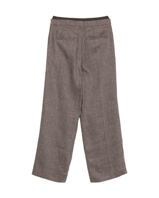 Alysi Gray Striped Casual Pants