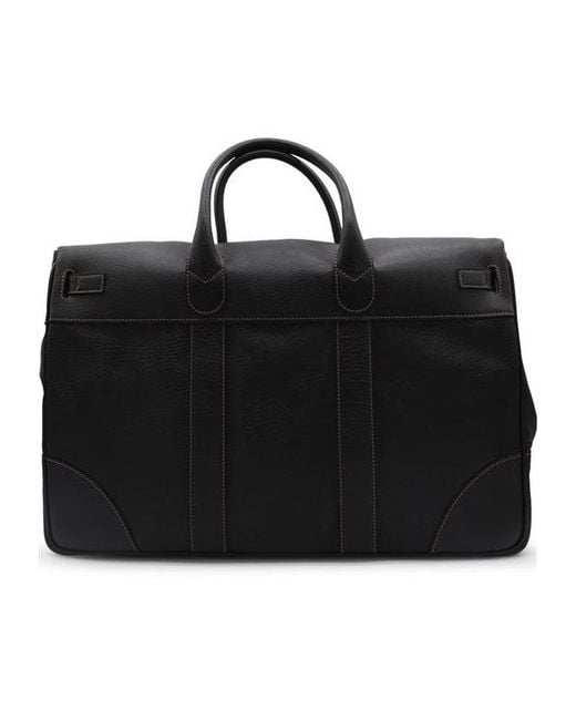 Brunello Cucinelli Black Weekender Country Logo Detailed Luggage Bag for men